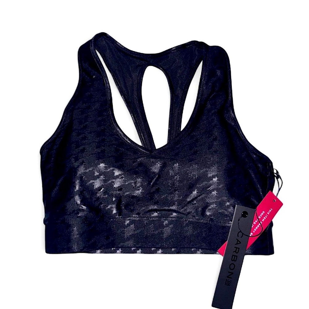 NWT Carbon38 Action 2.0 Houndstooth Sports Bra | XS